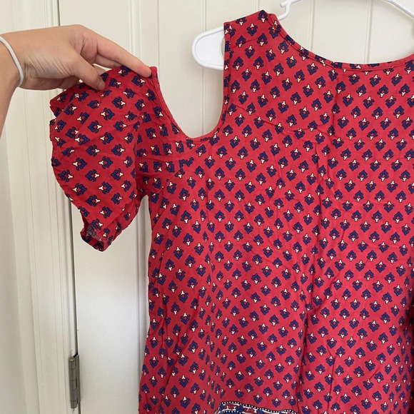 EUC | St. John’s Bay women’s patterned shoulder cutout blouse —‎ large - Picture 6 of 6